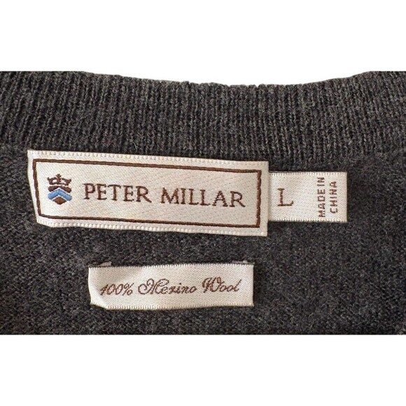 Peter Millar 100% Italian Merino Wool Sweater Vest Men's Large Charcoal Gray - Picture 2 of 12